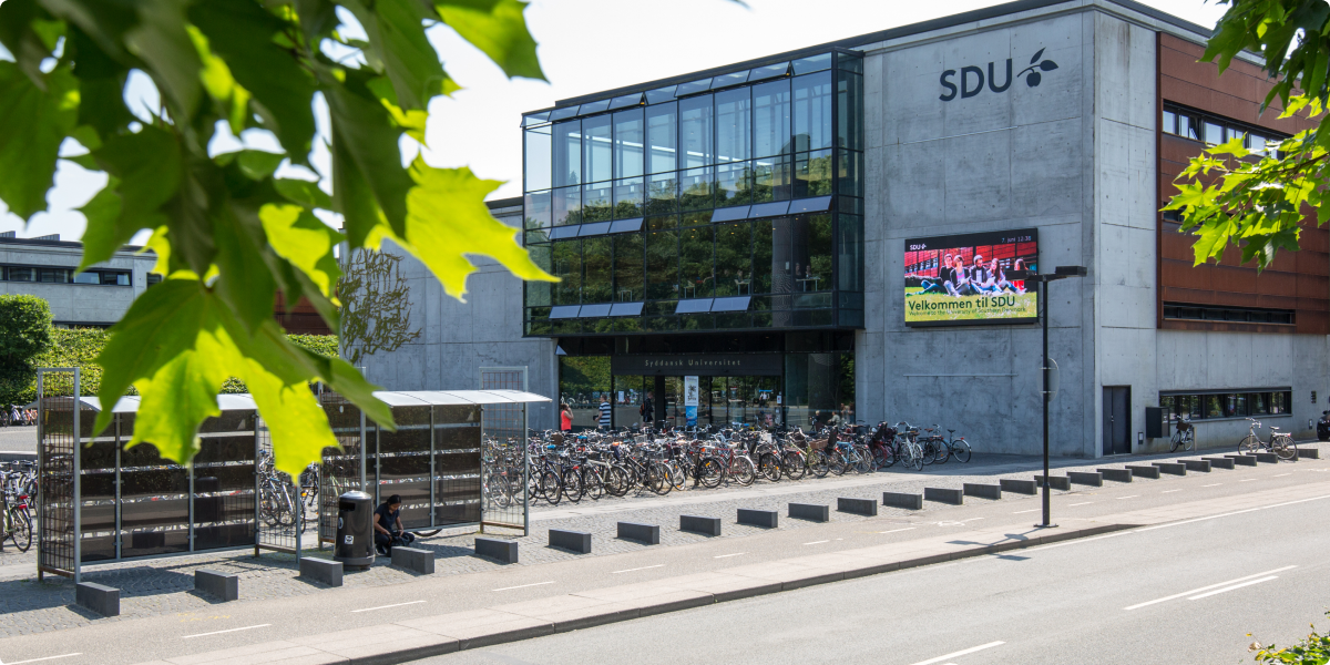 The main entrance of the University of Southern Denmark in Odense